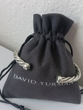 David Yurman Men's Black Diamond Sterling Silver Cable Cuff Bracelet